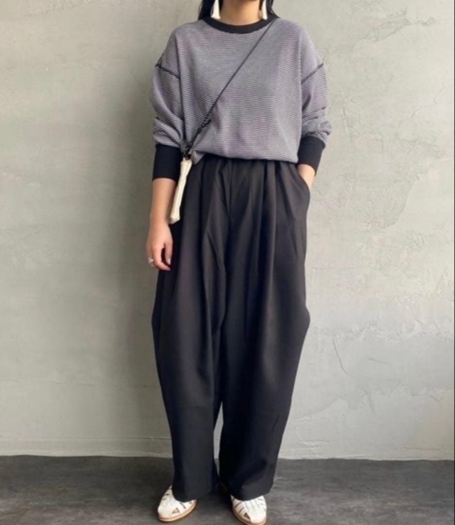 美品mizuiro ind ワイドカーゴパンツ イージー ミズイロインドブラック