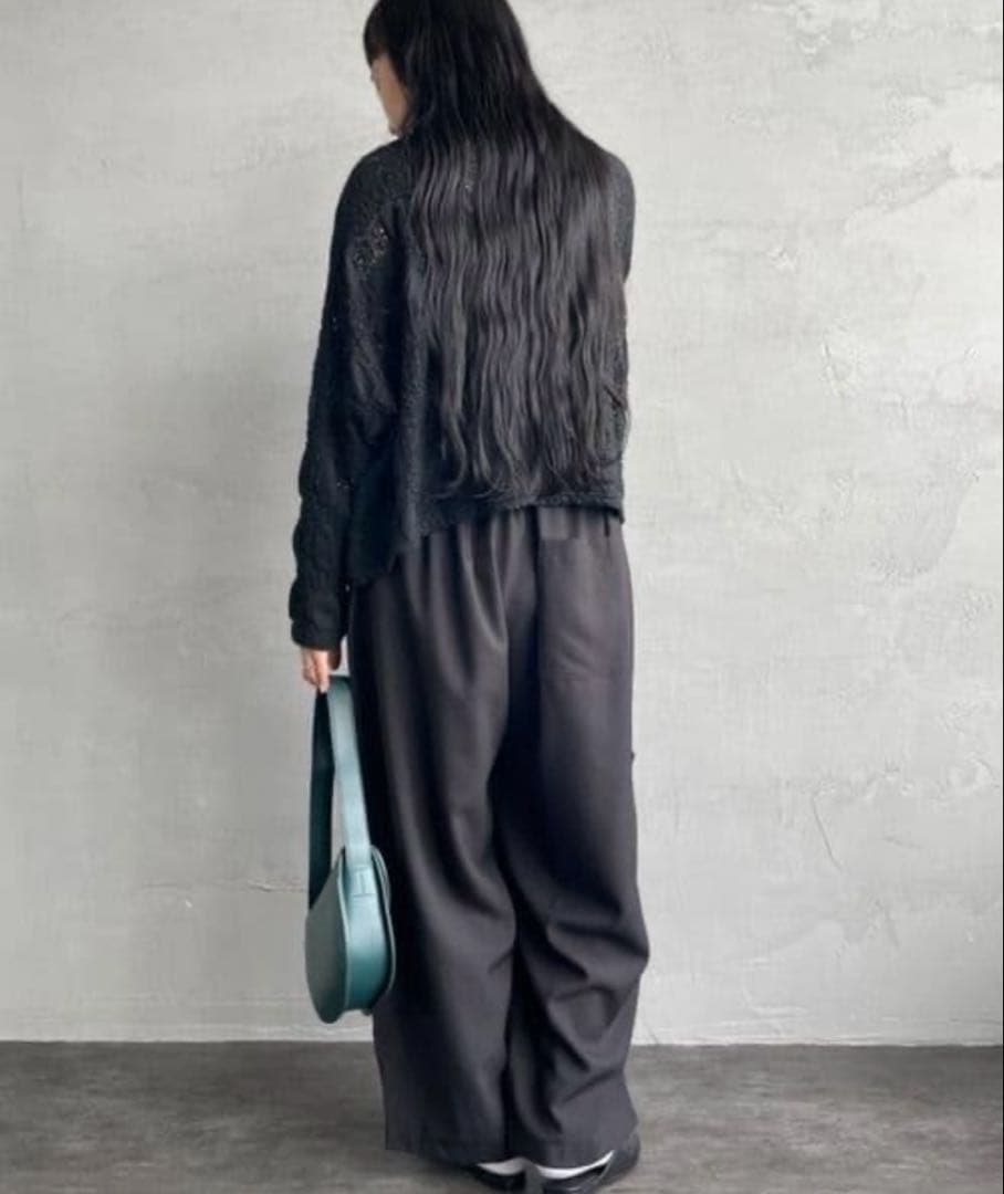 美品mizuiro ind ワイドカーゴパンツ イージー ミズイロインドブラック