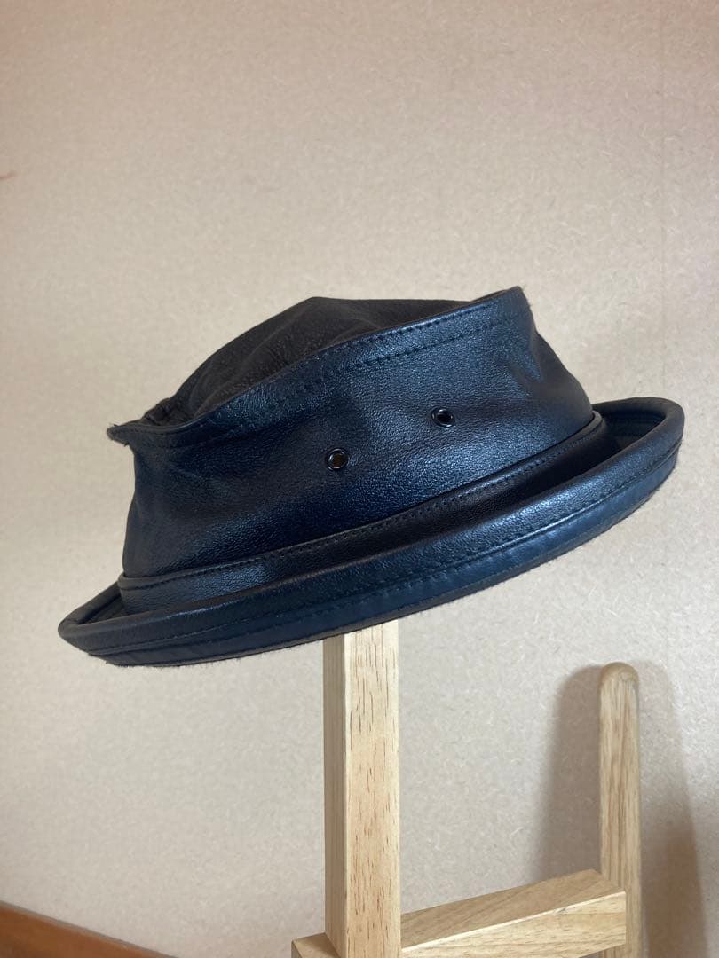 ニューヨークハット　レザー　ポークパイハット　本革 Lサイズ