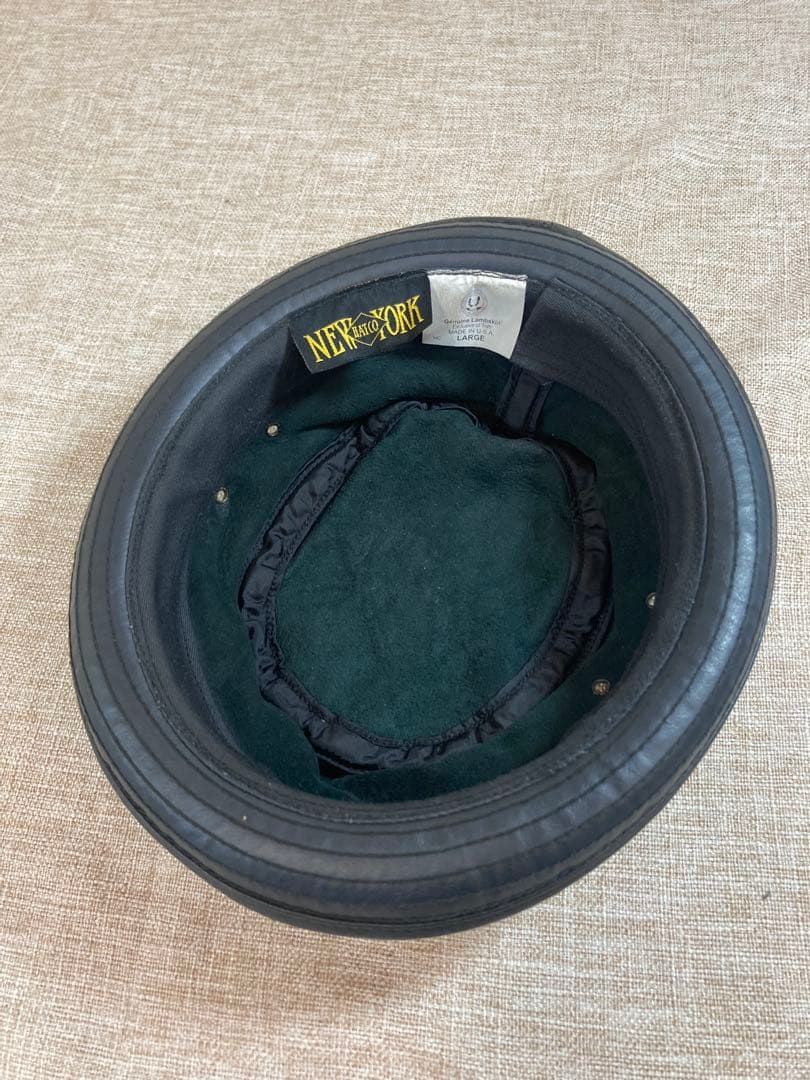 ニューヨークハット　レザー　ポークパイハット　本革 Lサイズ