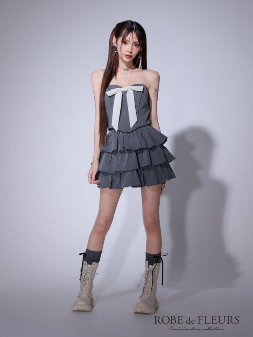 極美品 ROBE de FLEURS ドレス キャバ ミニ リボン 完売品