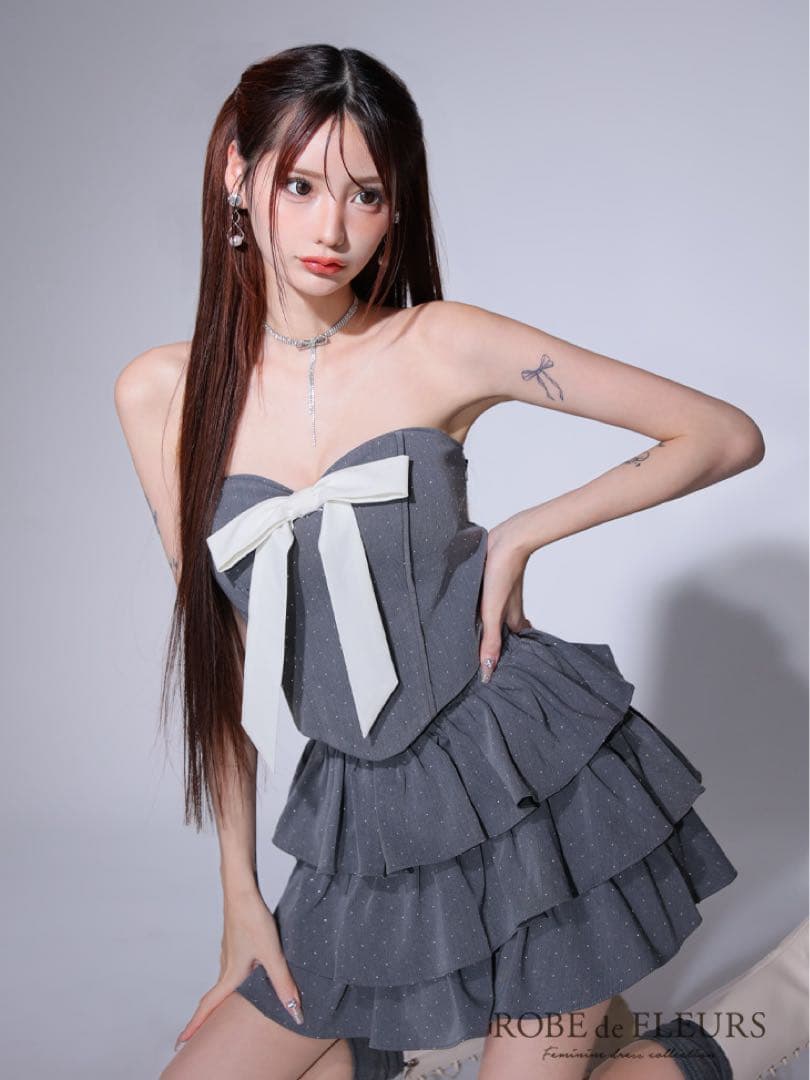 極美品 ROBE de FLEURS ドレス キャバ ミニ リボン 完売品