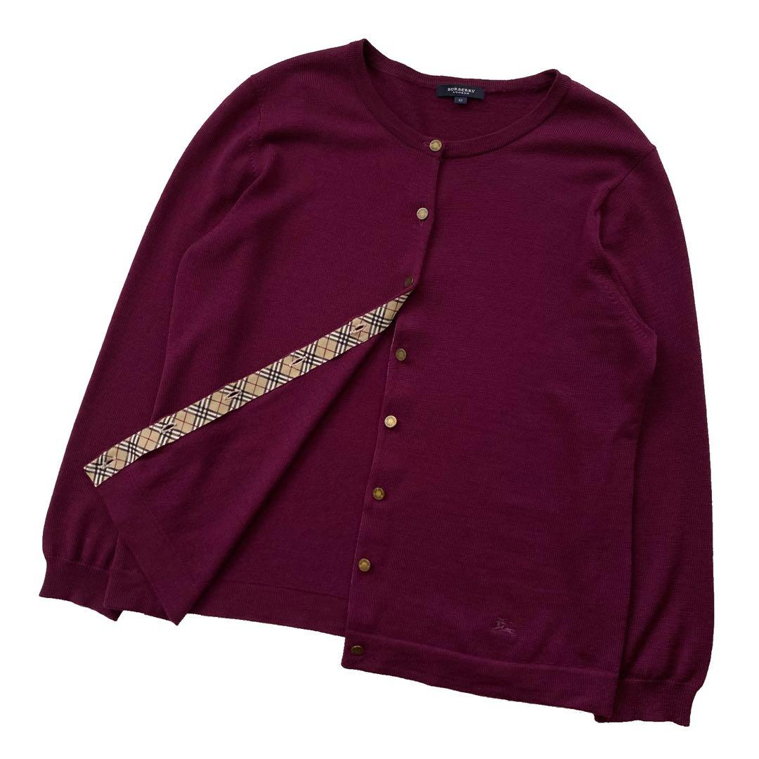 バーバリー ロンドン ノバチェック ロゴ刺繍 ニット カーディガン 15 大きい