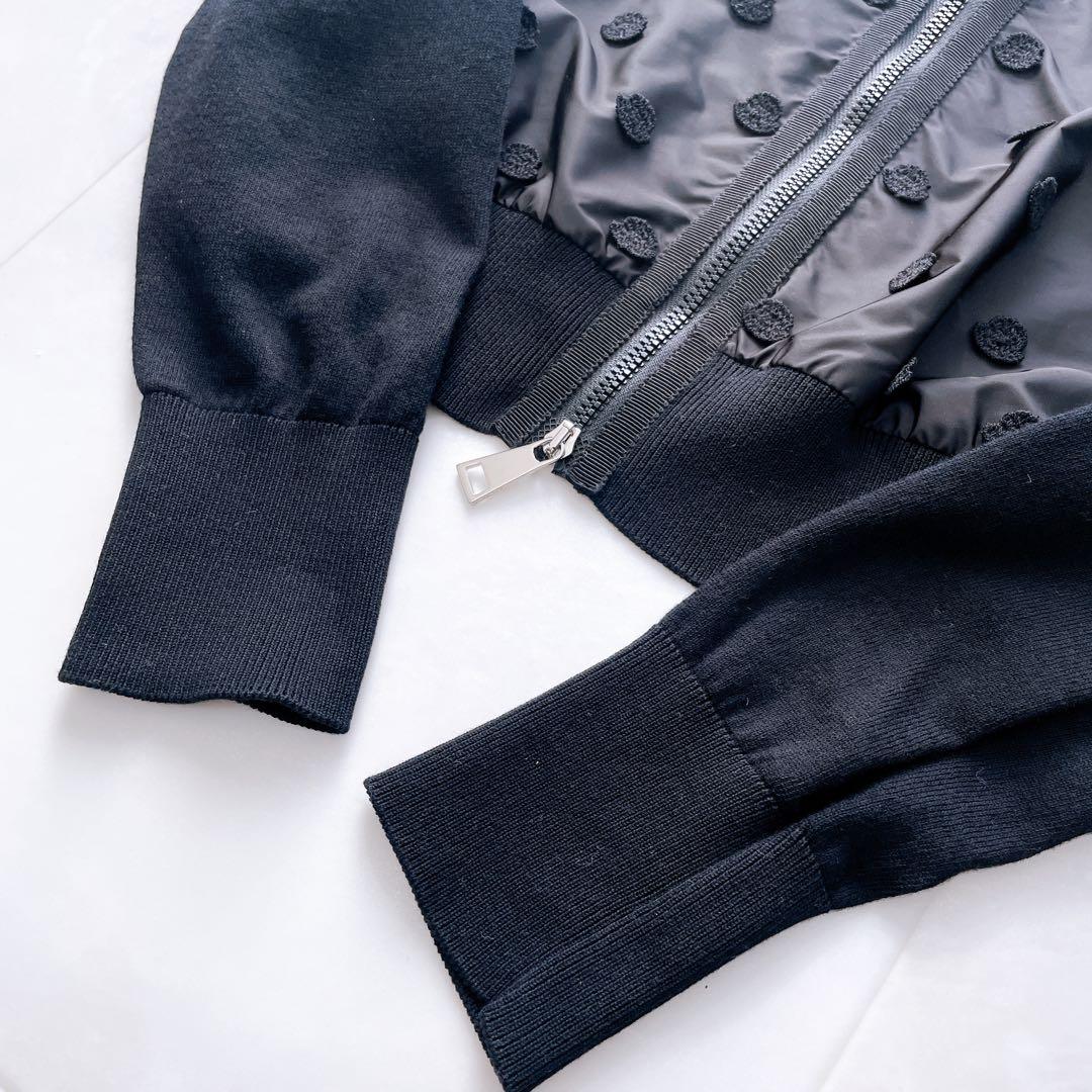 極美品✨モンクレール Cardigan Tricot 総ロゴ刺繍ドット柄 S