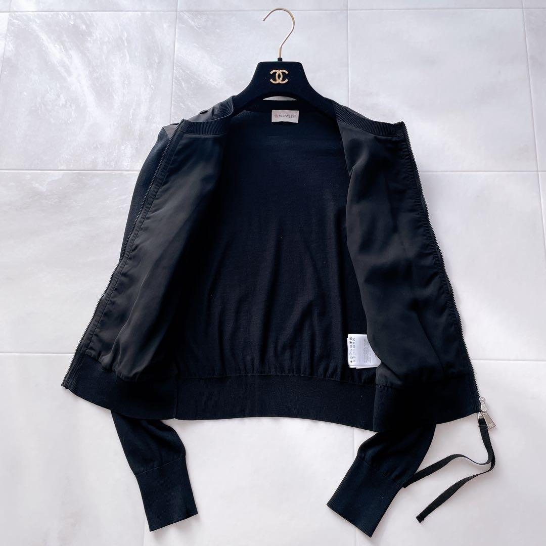 極美品✨モンクレール Cardigan Tricot 総ロゴ刺繍ドット柄 S