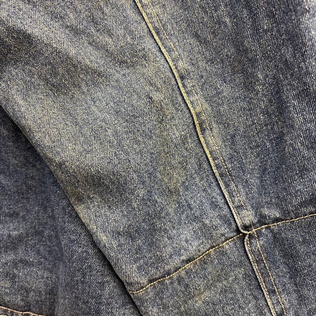 グレートランド デニムカバーオール 2XL コーデュロイ襟 チェック裏地