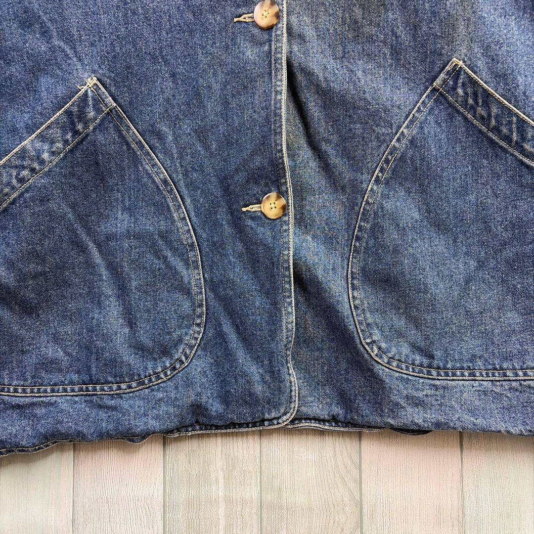 グレートランド デニムカバーオール 2XL コーデュロイ襟 チェック裏地