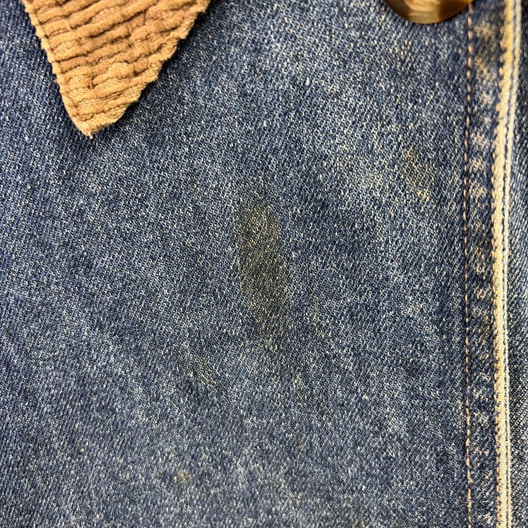 グレートランド デニムカバーオール 2XL コーデュロイ襟 チェック裏地