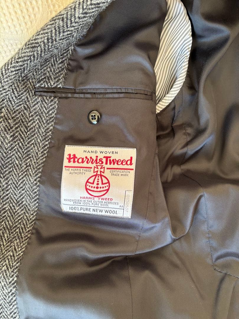 ハリスツイード　ヘリンボーン テーラードジャケット　L
