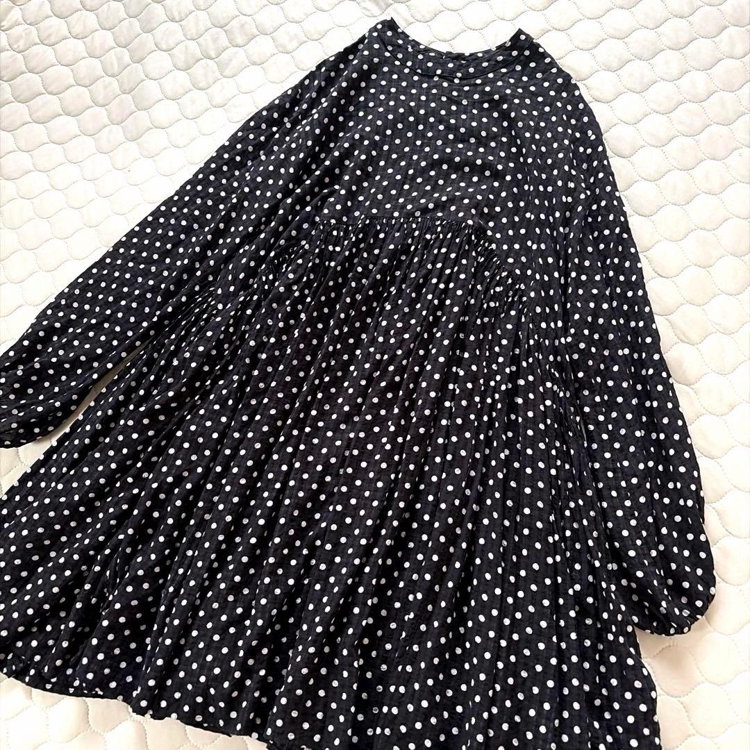 【美品】BEARDSLEY✴︎ドットギャザーチュニック　フレアワンピース