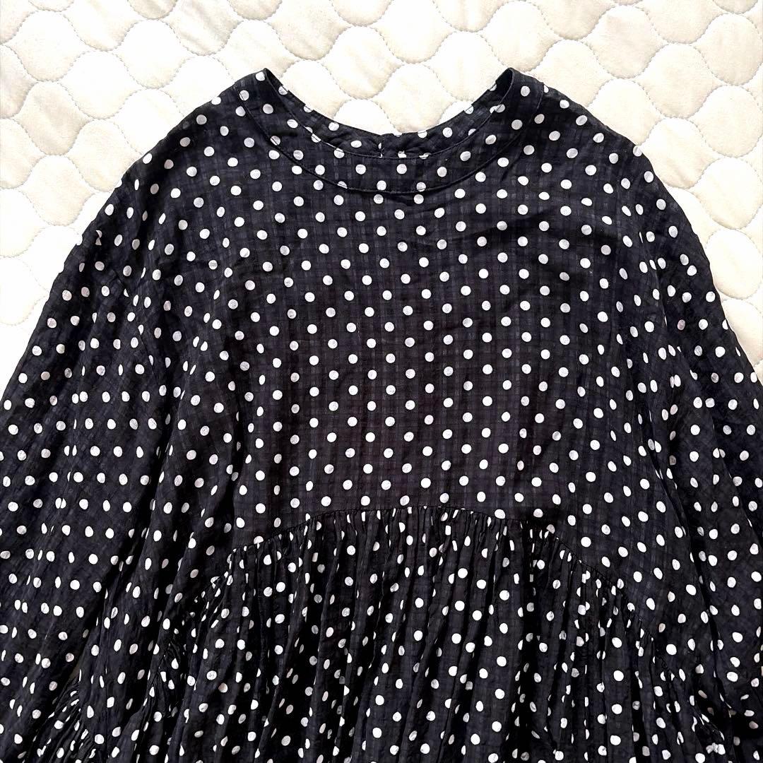 【美品】BEARDSLEY✴︎ドットギャザーチュニック　フレアワンピース