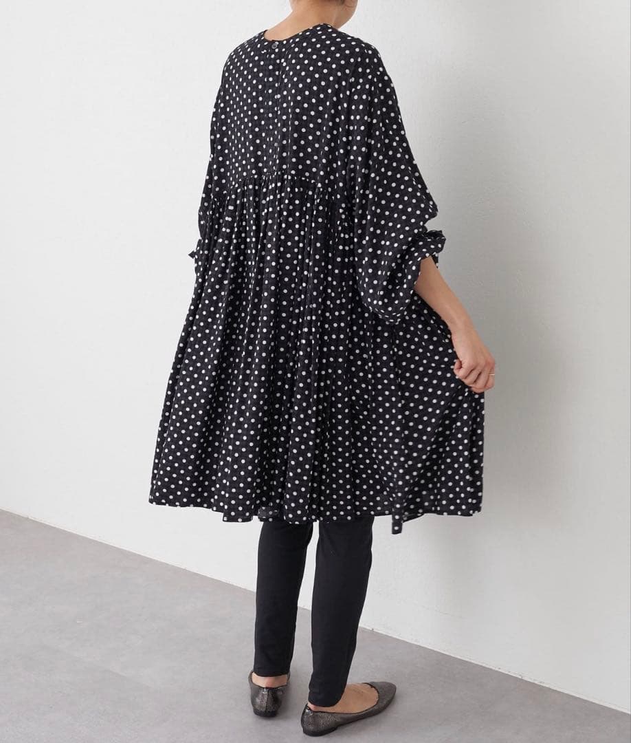 【美品】BEARDSLEY✴︎ドットギャザーチュニック　フレアワンピース