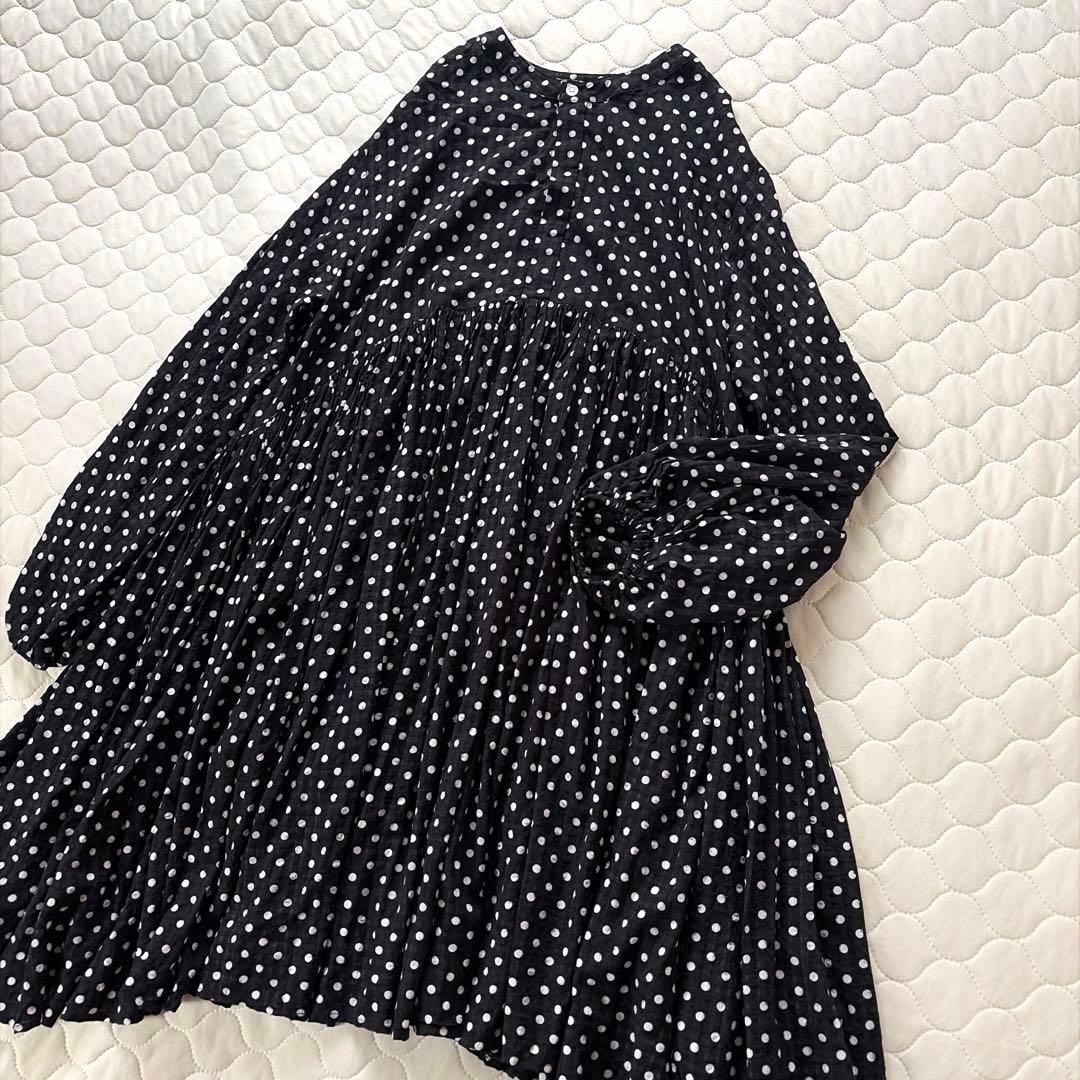 【美品】BEARDSLEY✴︎ドットギャザーチュニック　フレアワンピース