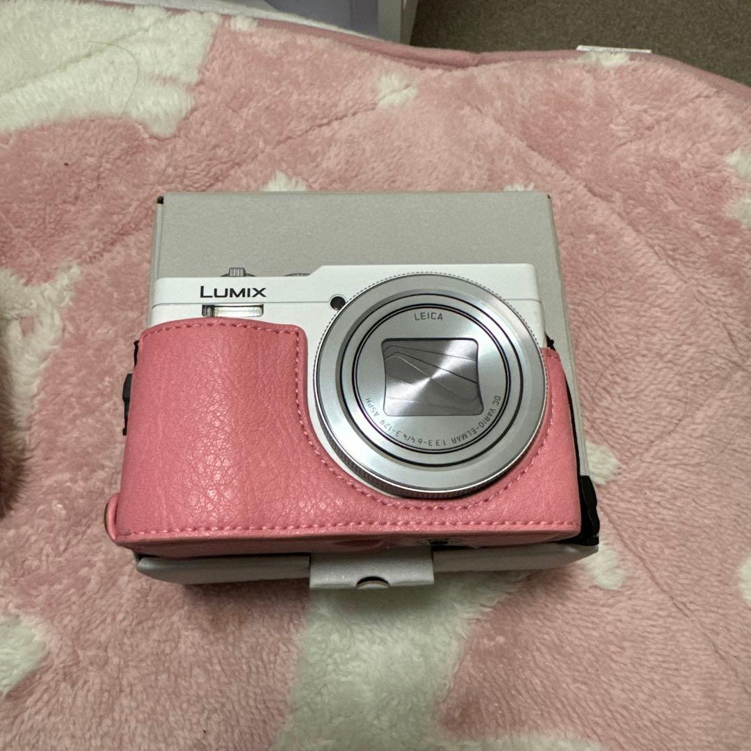 LUMIX TZ99 ホワイト レザーケース付き