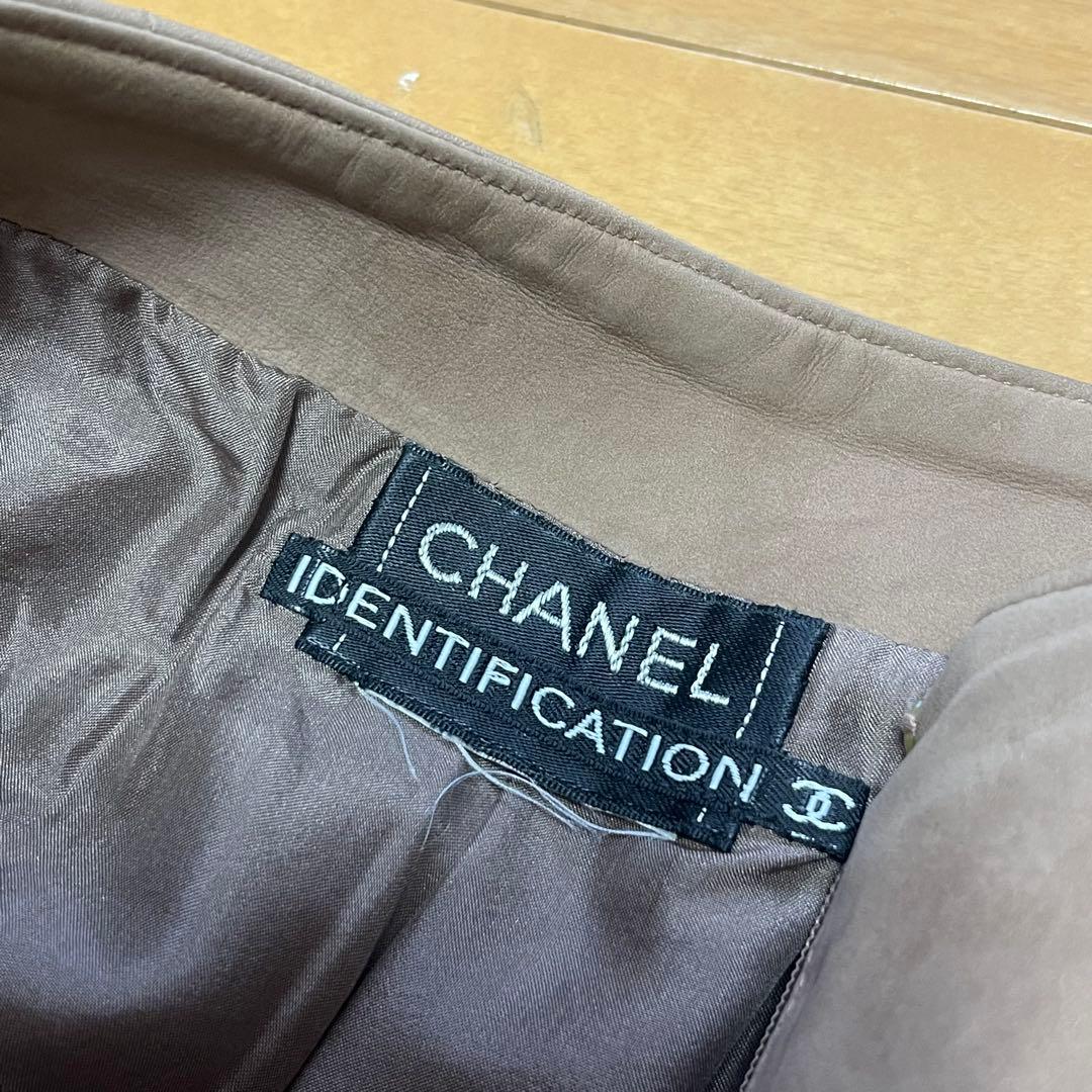 シャネル　ヴィンテージ　ヌバック　パンツ　レザー　カーフスキン