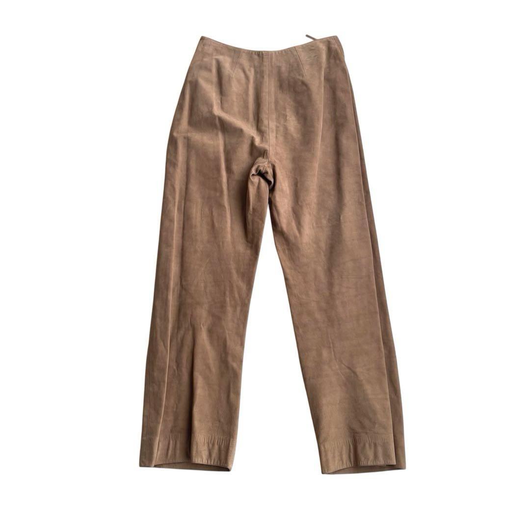 シャネル　ヴィンテージ　ヌバック　パンツ　レザー　カーフスキン