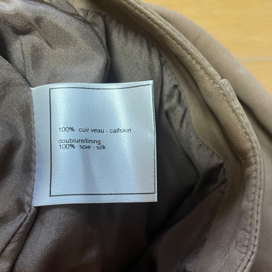 シャネル　ヴィンテージ　ヌバック　パンツ　レザー　カーフスキン