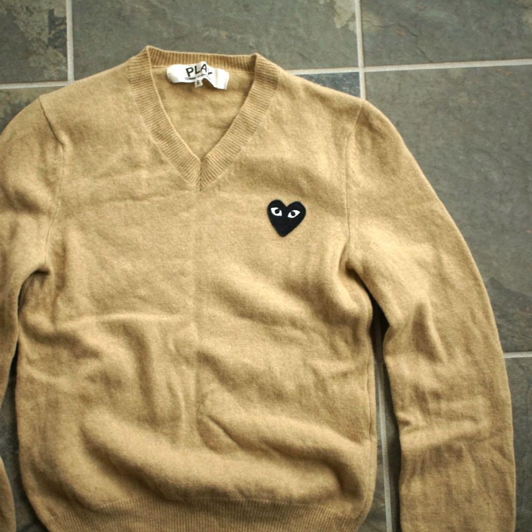 play comme des garcons vネック セーター ベージュ M