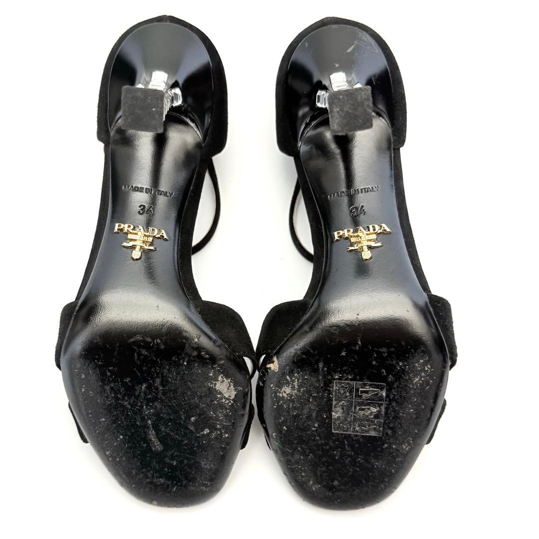 【美品】PRADA プラダ ミュール ラインストーン アングルベルト