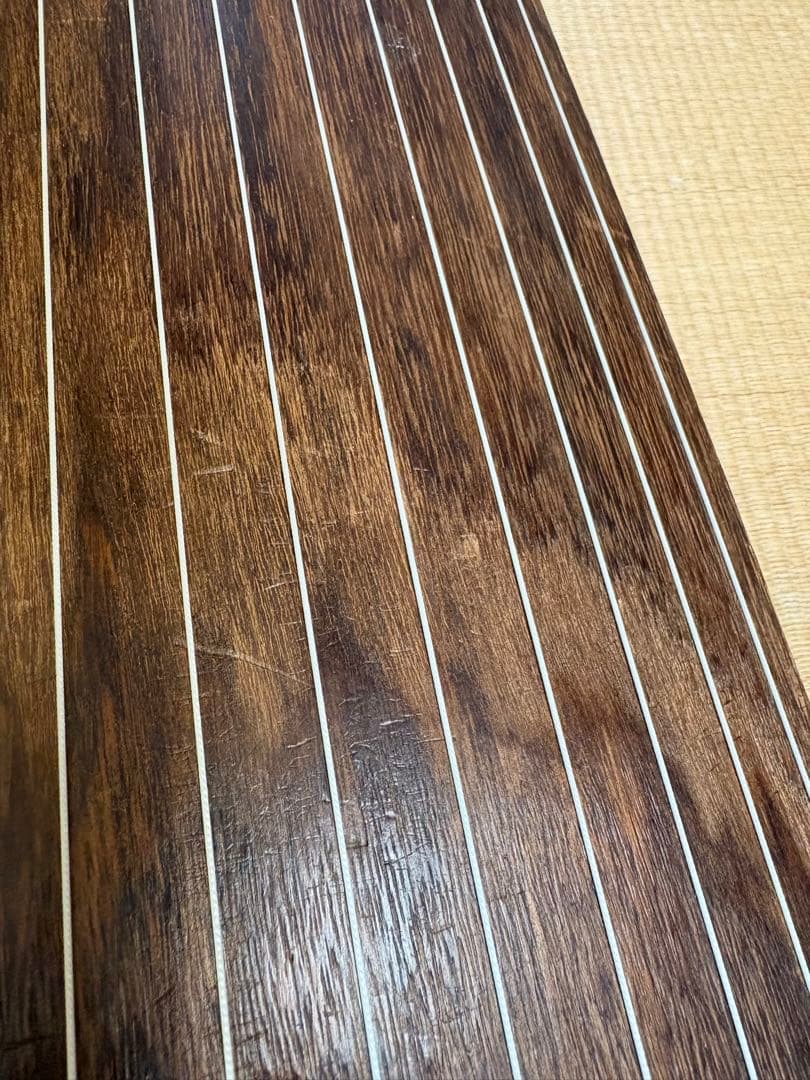 角巻 並甲 すだれ彫 蒔絵装飾 13絃箏（琴）猫足 付属品多数 練習用