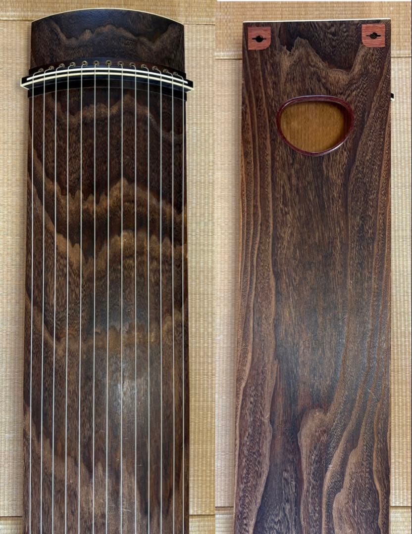 角巻 並甲 すだれ彫 蒔絵装飾 13絃箏（琴）猫足 付属品多数 練習用