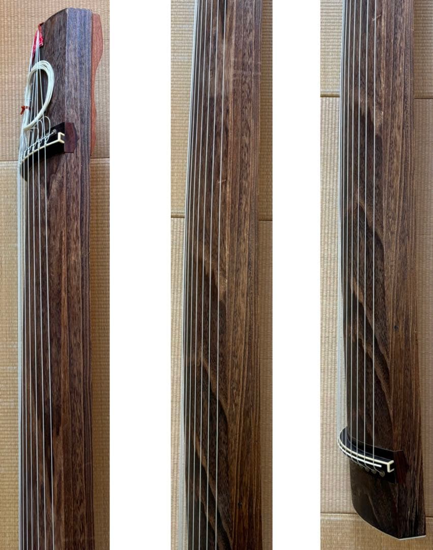 角巻 並甲 すだれ彫 蒔絵装飾 13絃箏（琴）猫足 付属品多数 練習用