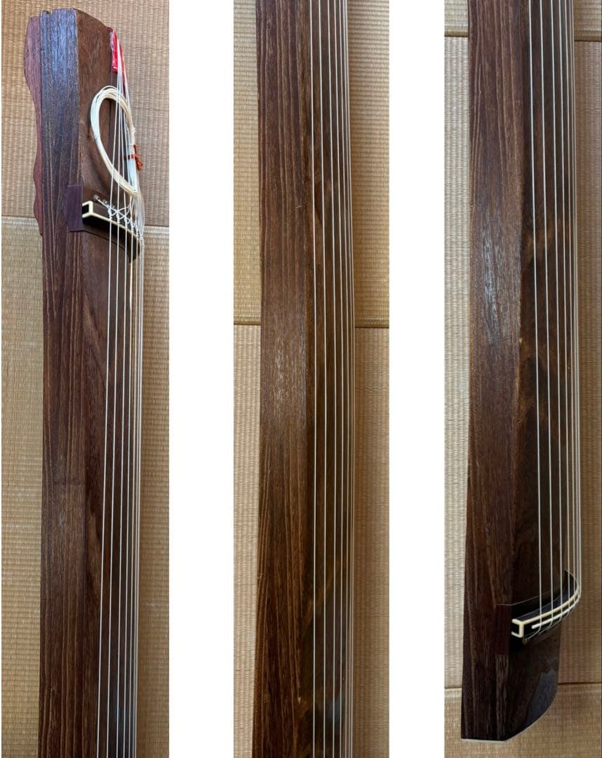 角巻 並甲 すだれ彫 蒔絵装飾 13絃箏（琴）猫足 付属品多数 練習用