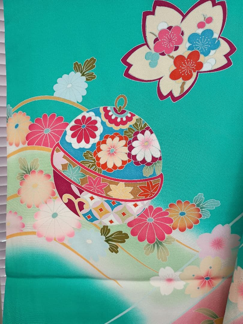 お宮参り　一つ身　着物　ターコイズ