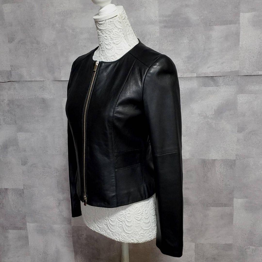 極美品 タグ付 M アナイ ノーカラー シープ レザージャケット 黒 ANAYI