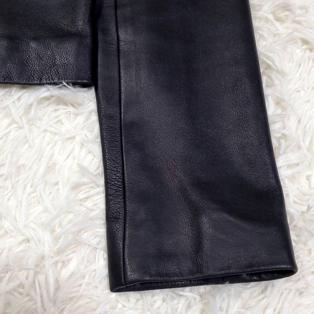 極美品 タグ付 M アナイ ノーカラー シープ レザージャケット 黒 ANAYI