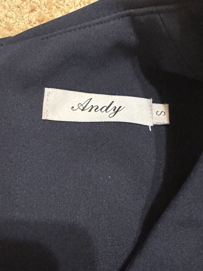 ※断捨離のためお値下げ Andy ネイビー Vネック 半袖ドレス　美品