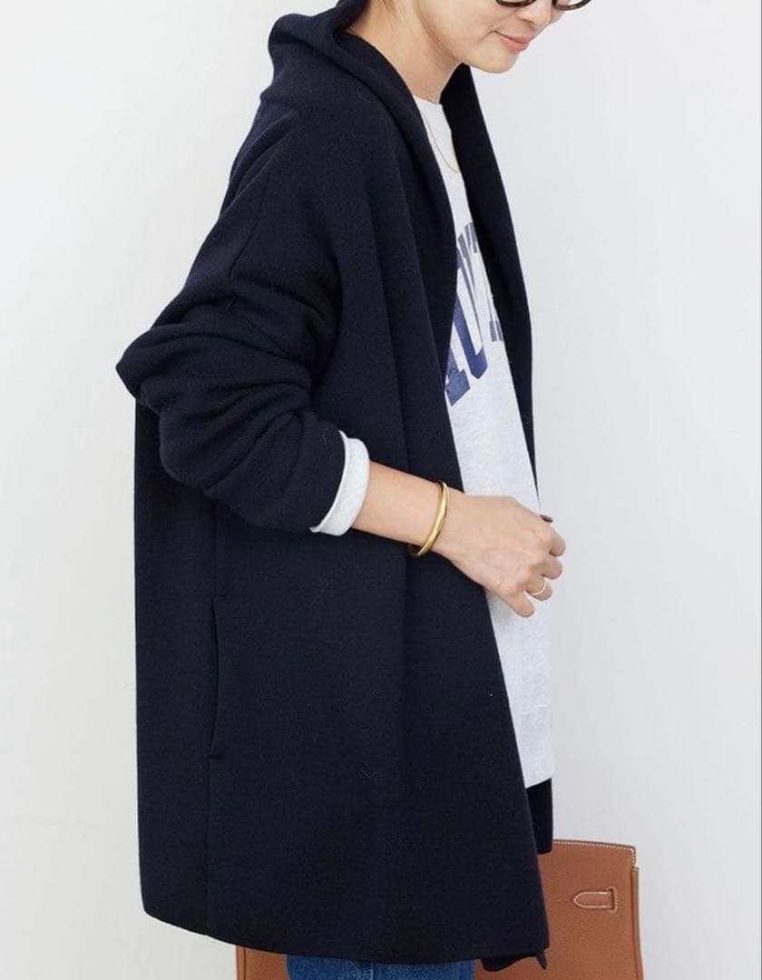 Deuxieme Classe スムースニットガウンショートコート　24AW 紺