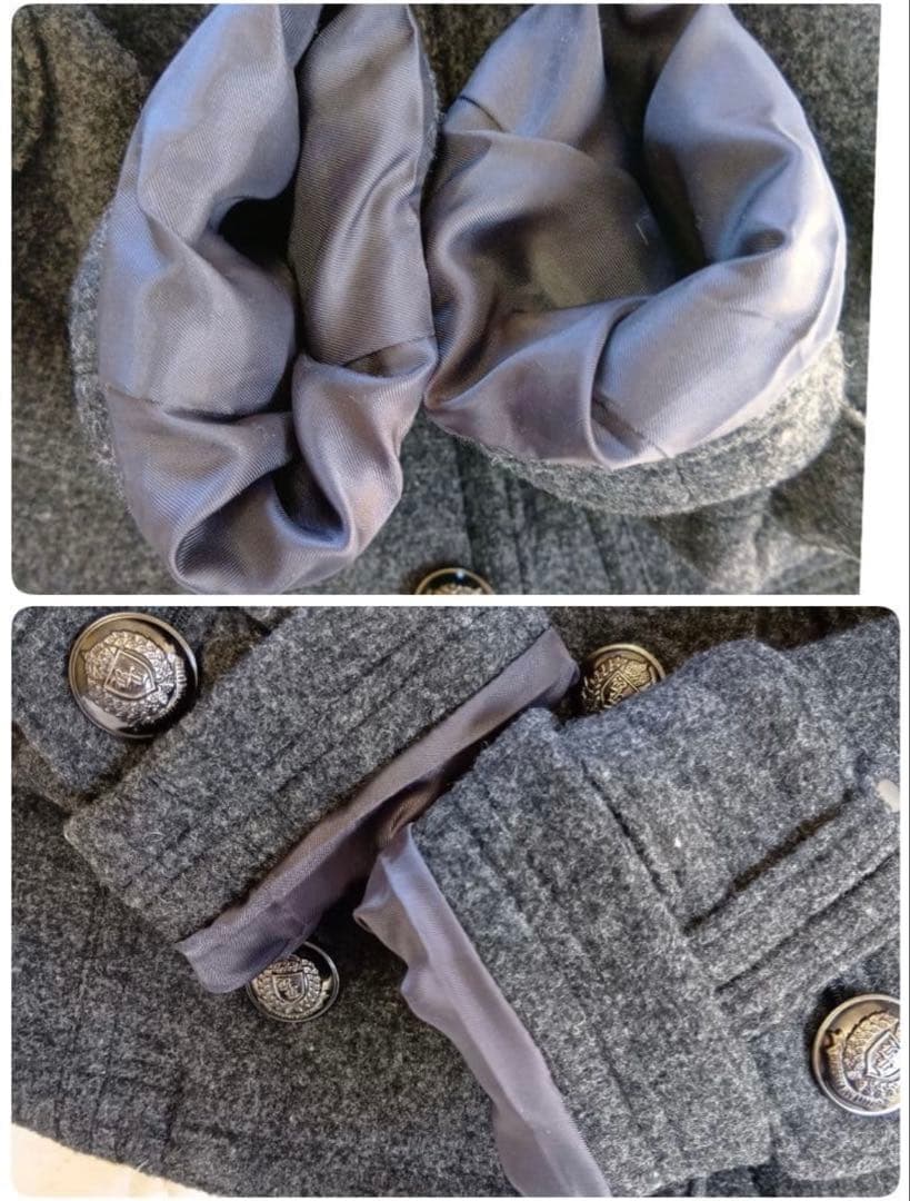 【バーバリー ブルーレーベル】Pコート 銀ボタン ノバチェック ダブル 36