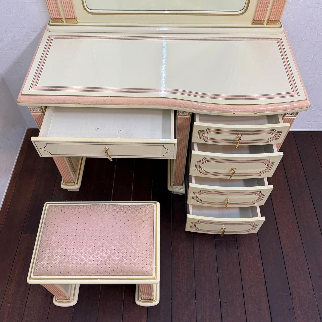 H112K68a イタリア製 ドレッサー チェアセット ロココ調