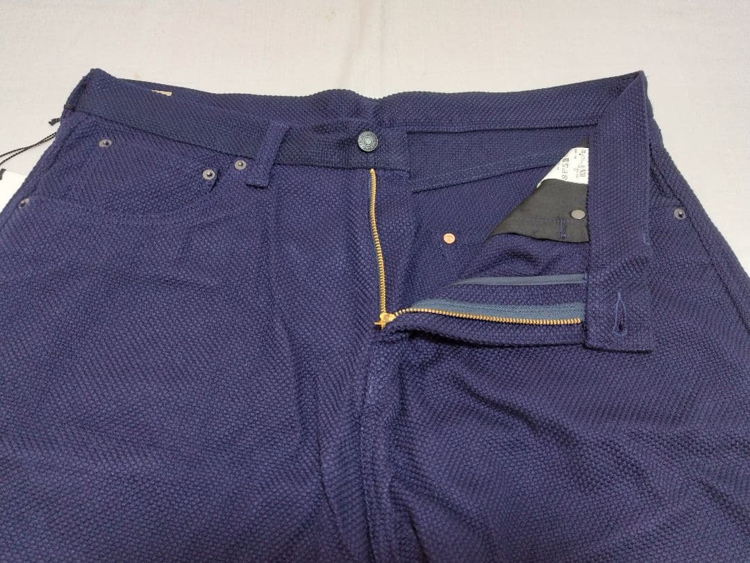 桃太郎ジーンズ MOMOTARO JEANS 刺し子パンツ　W38　ネイビー