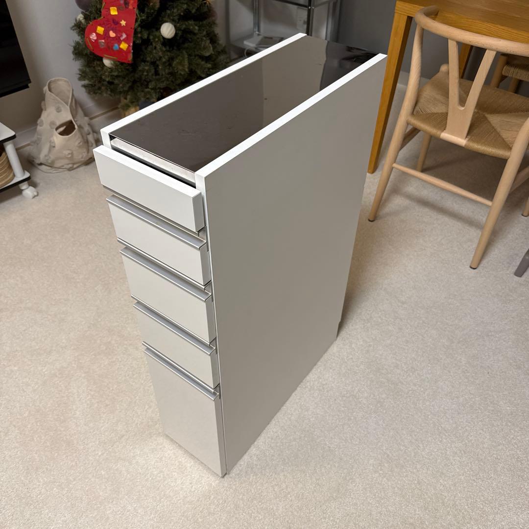 ダブルステンレス天板引き出し収納 20cm幅