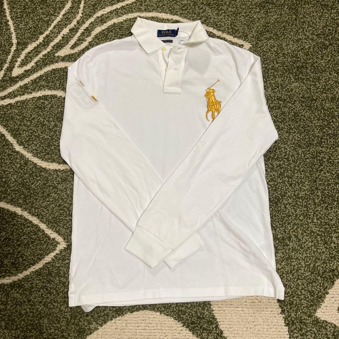 新品タグ付 ラルフローレン 長袖ポロシャツ M 白