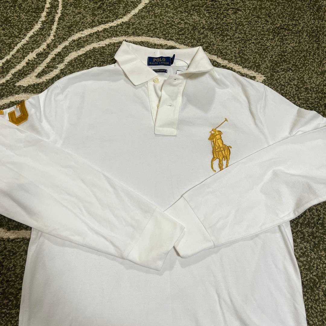 新品タグ付 ラルフローレン 長袖ポロシャツ M 白