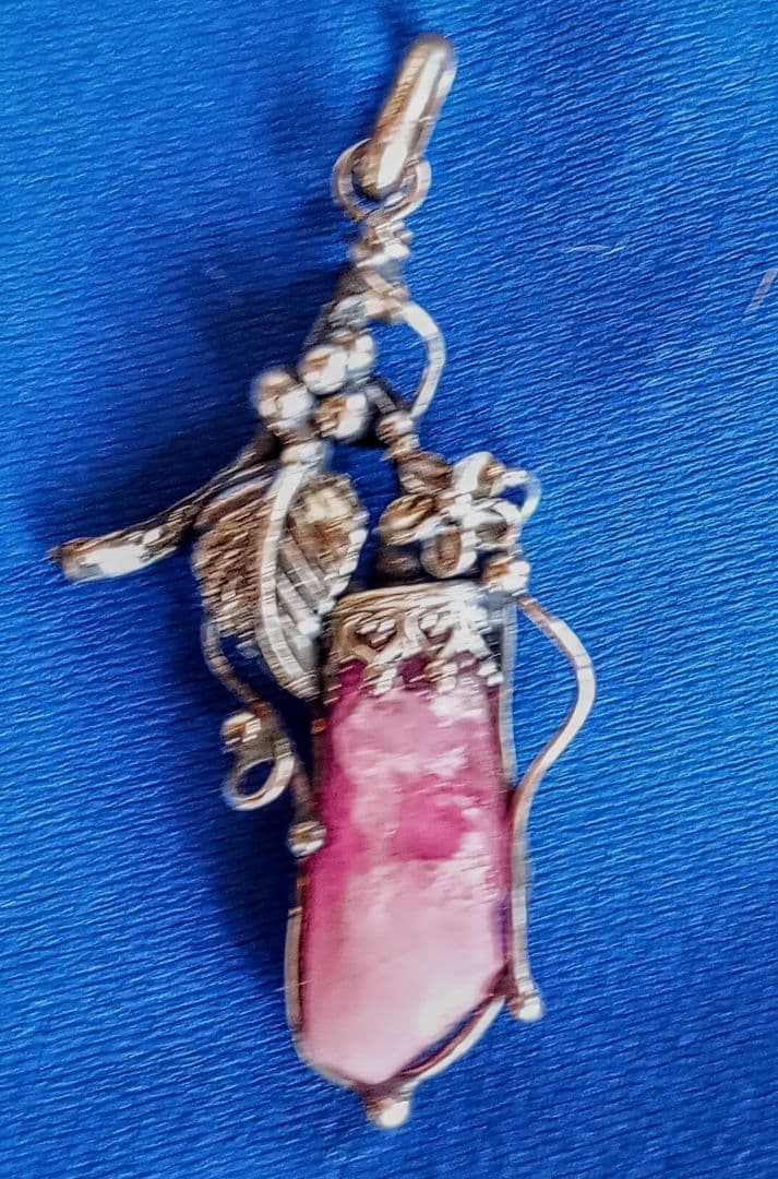 ピンクトルマリンのシルバー手作りペンダント