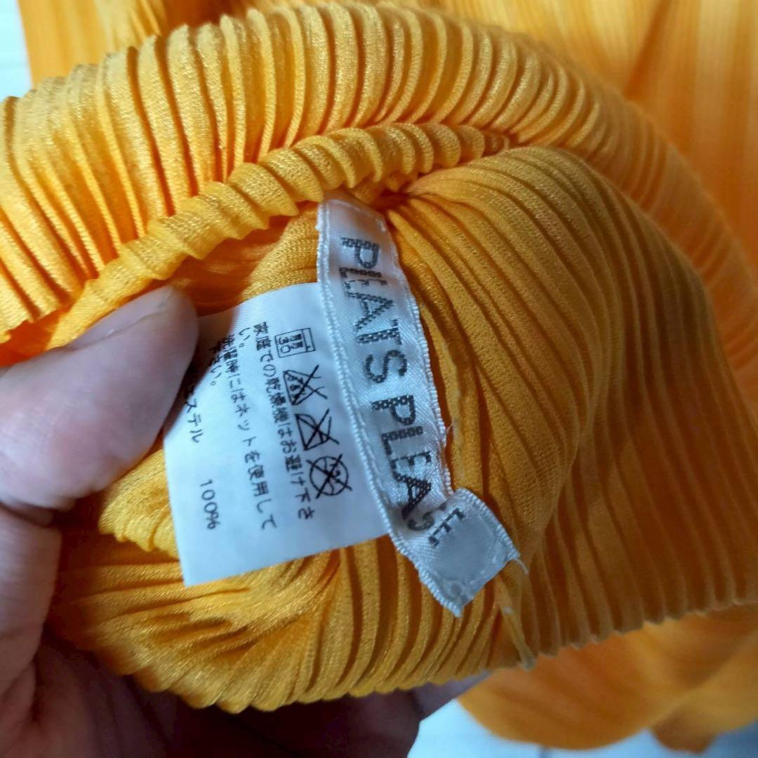 プリーツプリーズ イッセイミヤケ タートルネック 長袖カットソー オレンジ