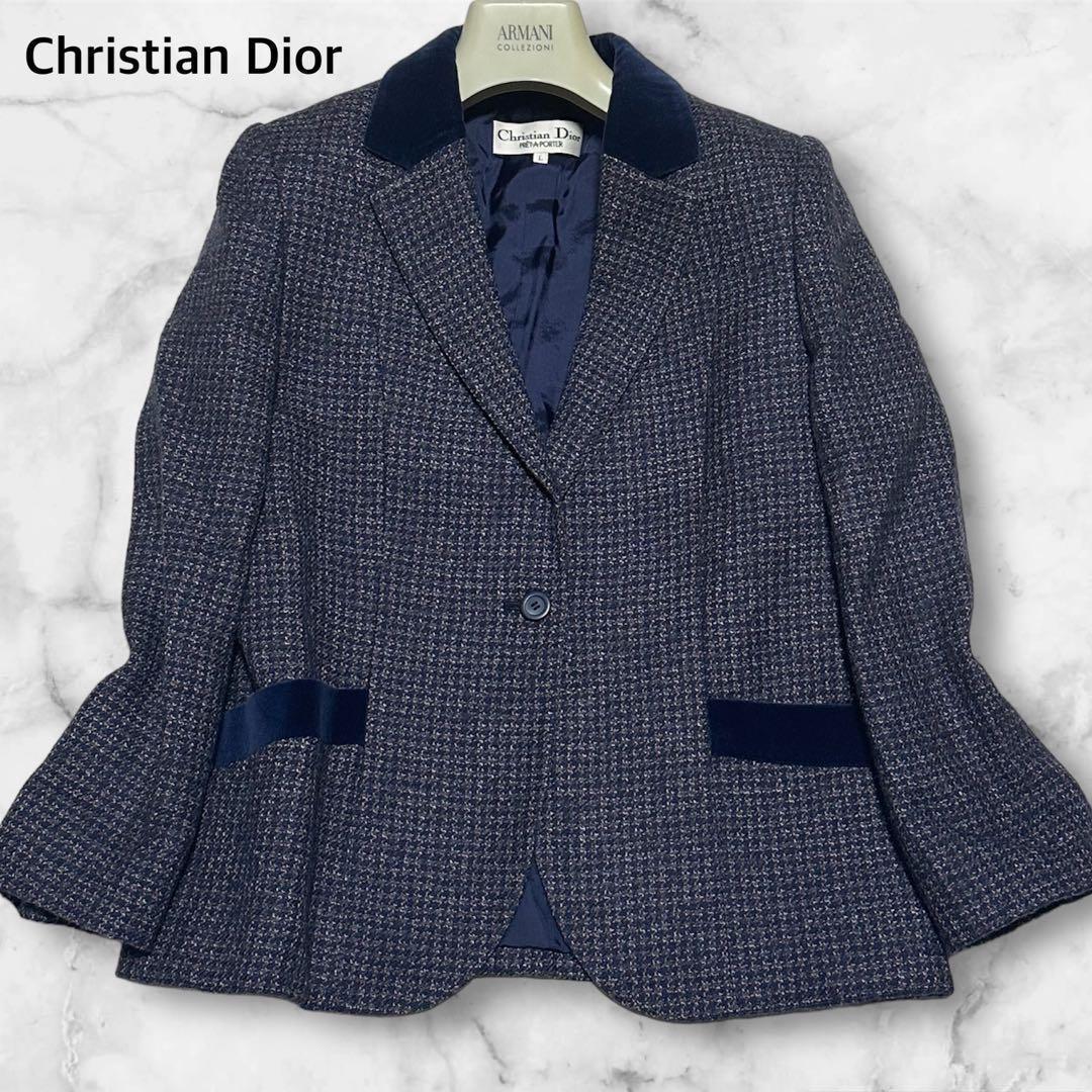 希少レア・美品✨️ディオール テーラードジャケット ミックスツイード ベロア L