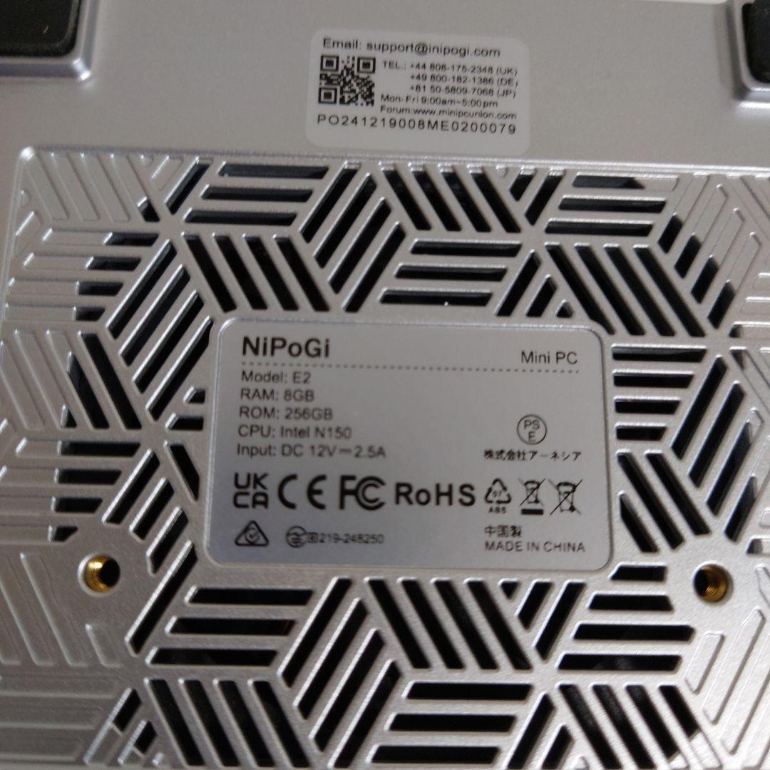 ミニPC NiPoGi E2 Intel N150 8GB+256GB