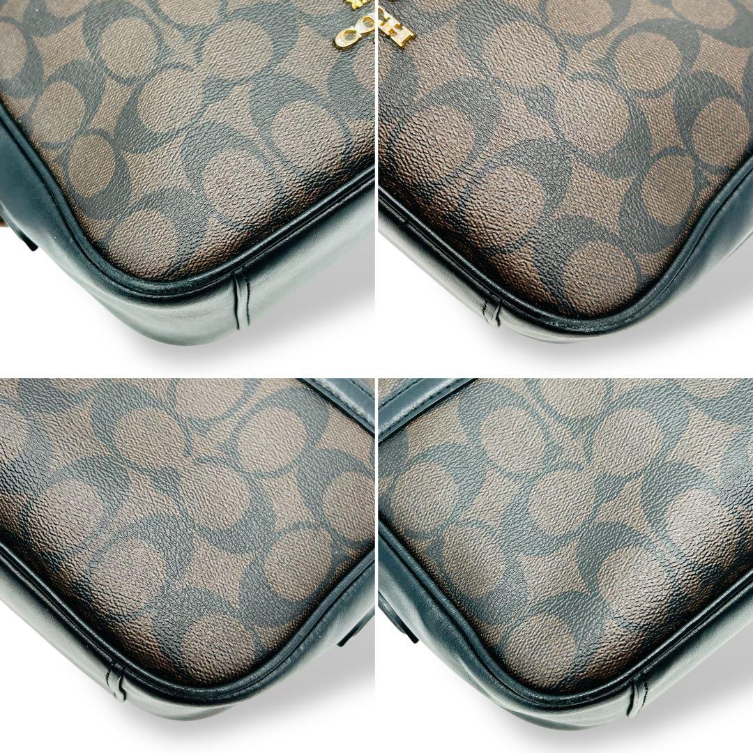 【人気】COACH コーチ　ショルダーバッグ ブラウン×ブラック　レザー　良品