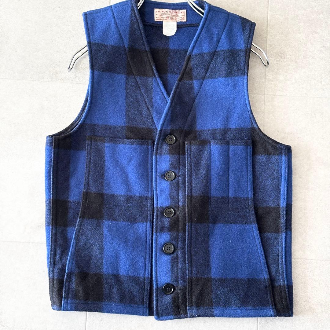 極美品 4,4万 フィルソン マッキーノウールベスト 36 ブルーブラック