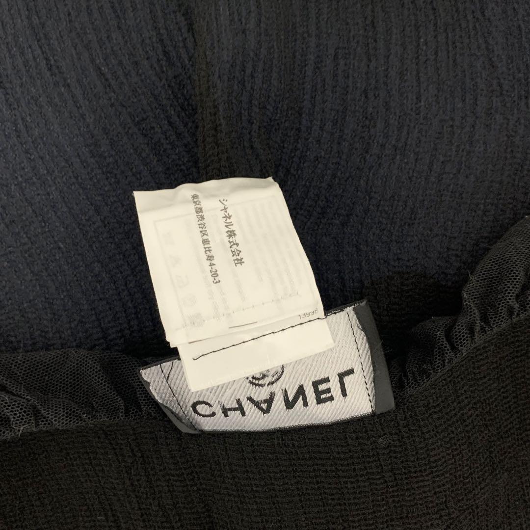 美品　シャネル　ブラックシルク　シアーノースリーブ　CCロゴ