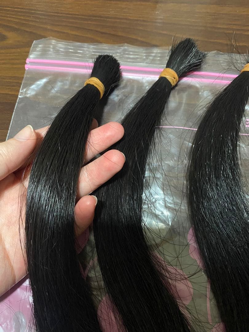 髪の毛 ウィッグ 黒髪 束