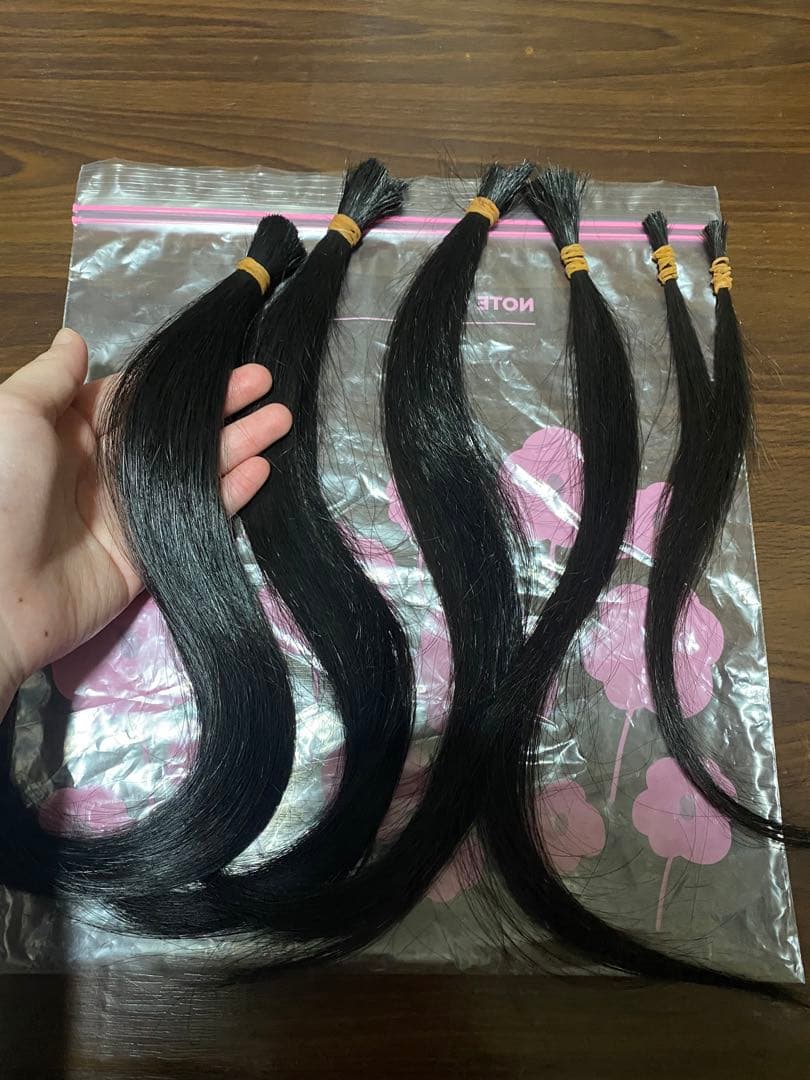 髪の毛 ウィッグ 黒髪 束