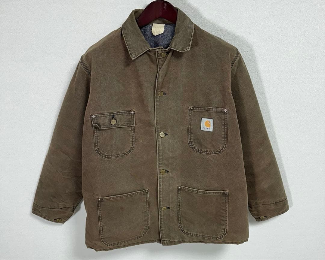 USA製 90s Carhartt チョアコート フェードブラウン バイカー