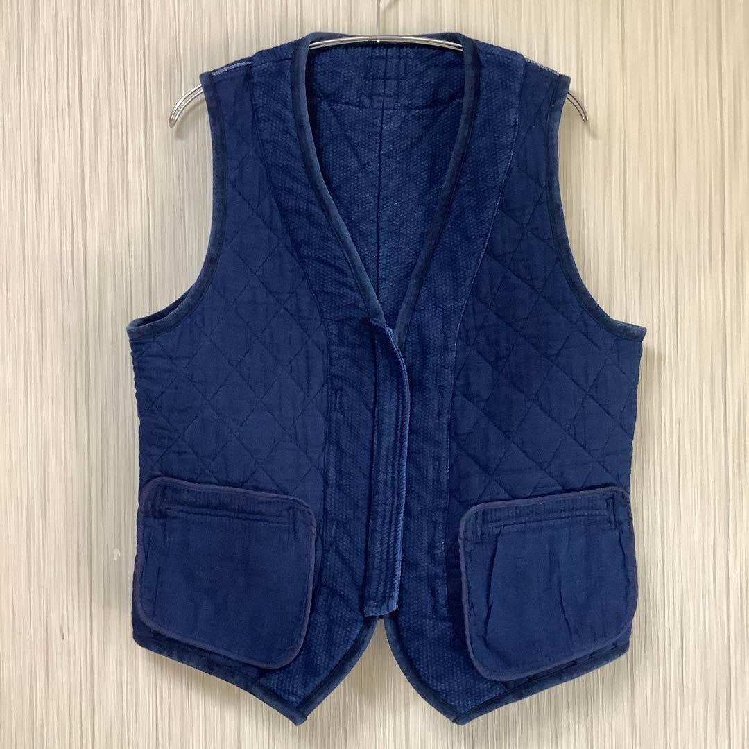 【GAIJIN MADE】藍染刺し子ベスト 柔道着ベスト チャイナボタン