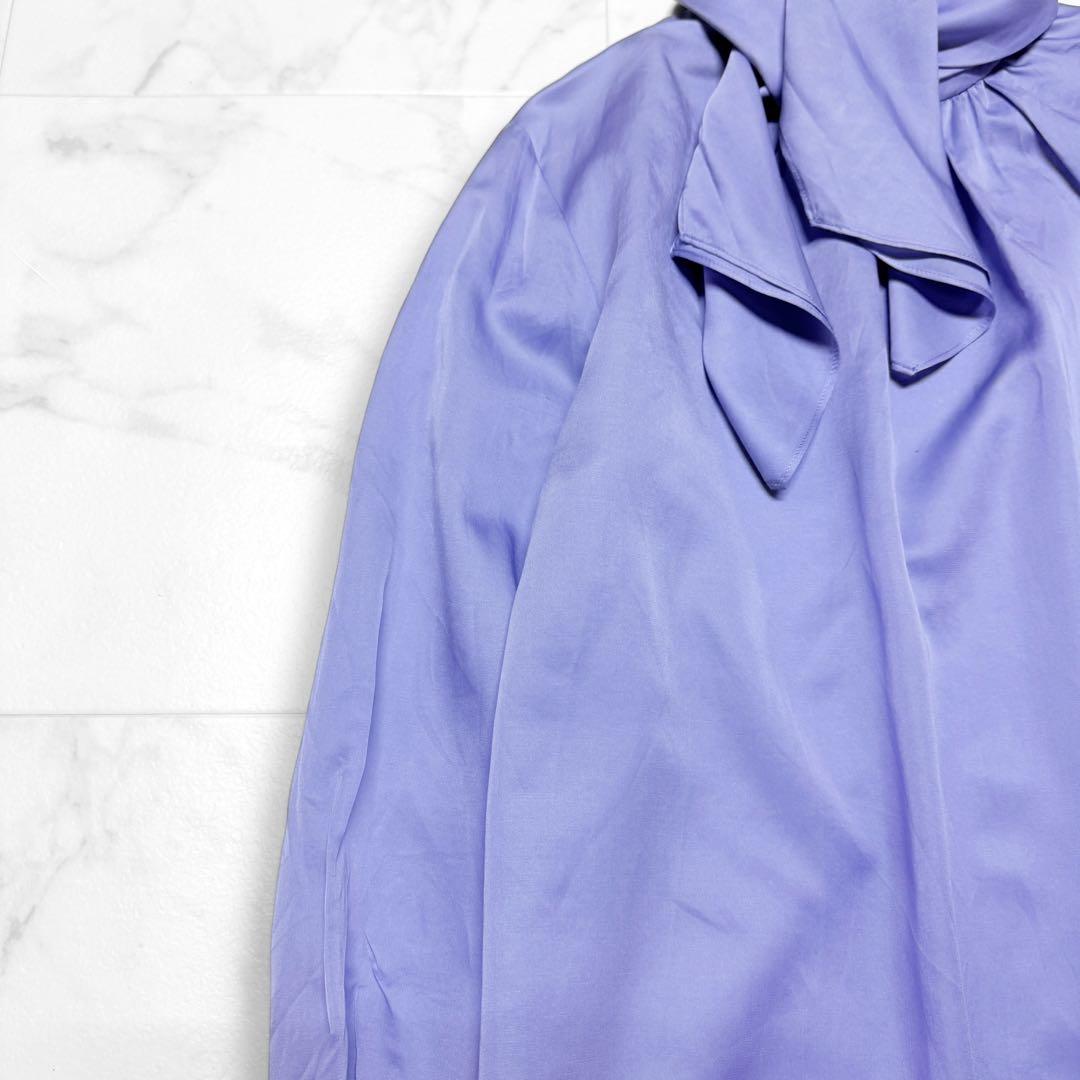 ボールジィ シルク混 2way ボウタイブラウス パープル 光沢トゥモローランド